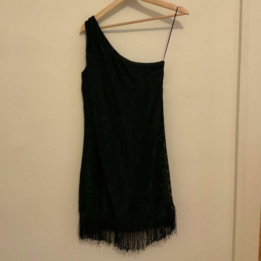 Single Shoulder Black Mini Dress